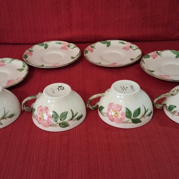 Vintage Franciscan Desert Rose Set Of 4 Cups And 4 Saucers - Picture 9 of 10